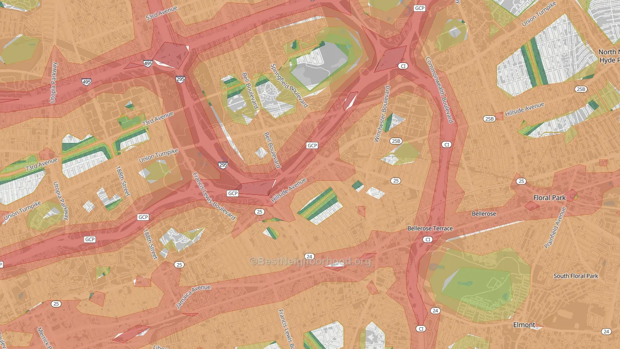 11427, NY Map of Noise Levels in 11427