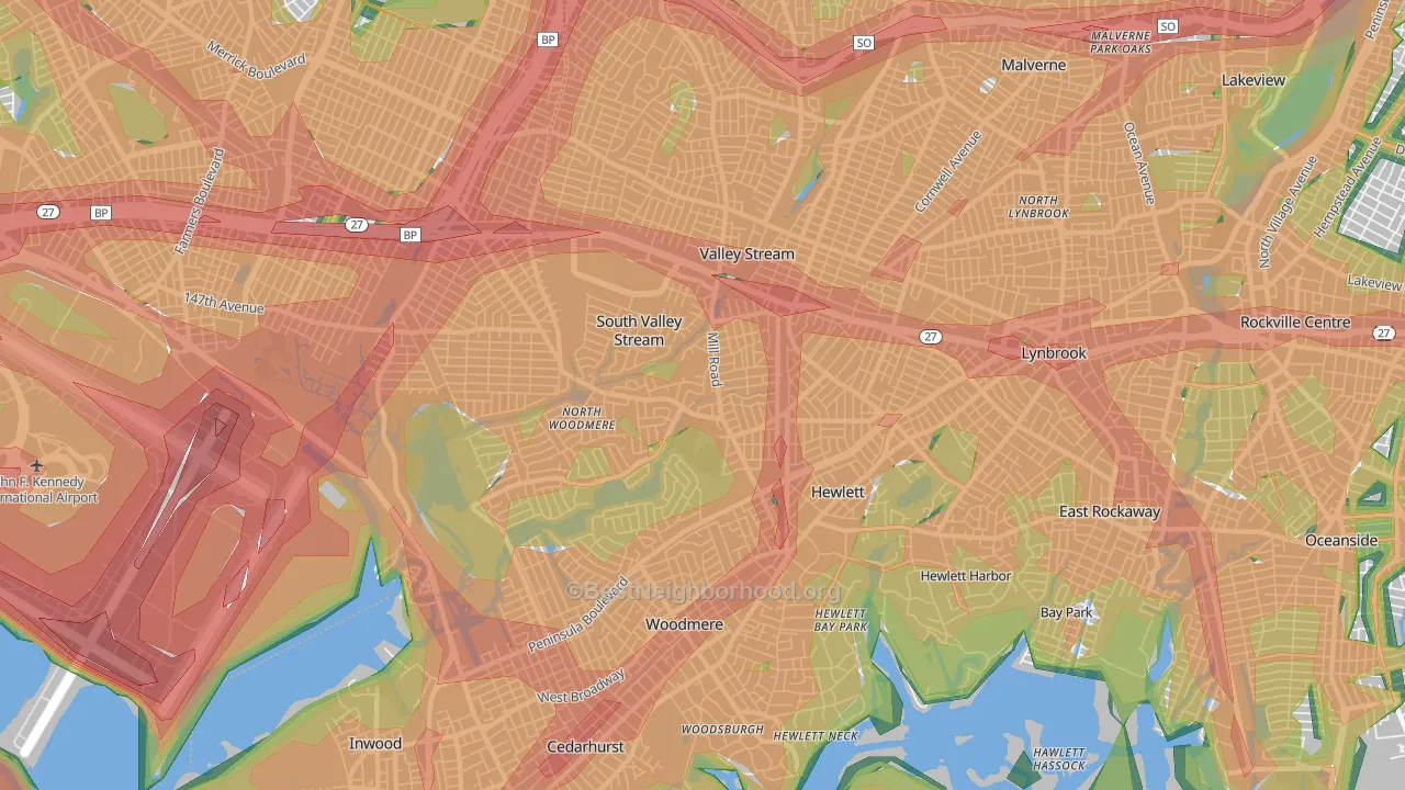 11581, NY Map of Noise Levels in 11581