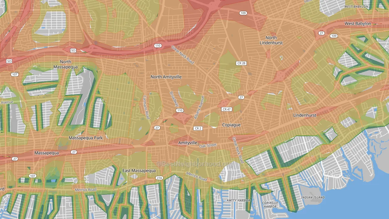 11701, NY Map of Noise Levels in 11701