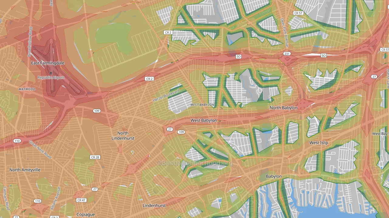 11704, NY Map of Noise Levels in 11704