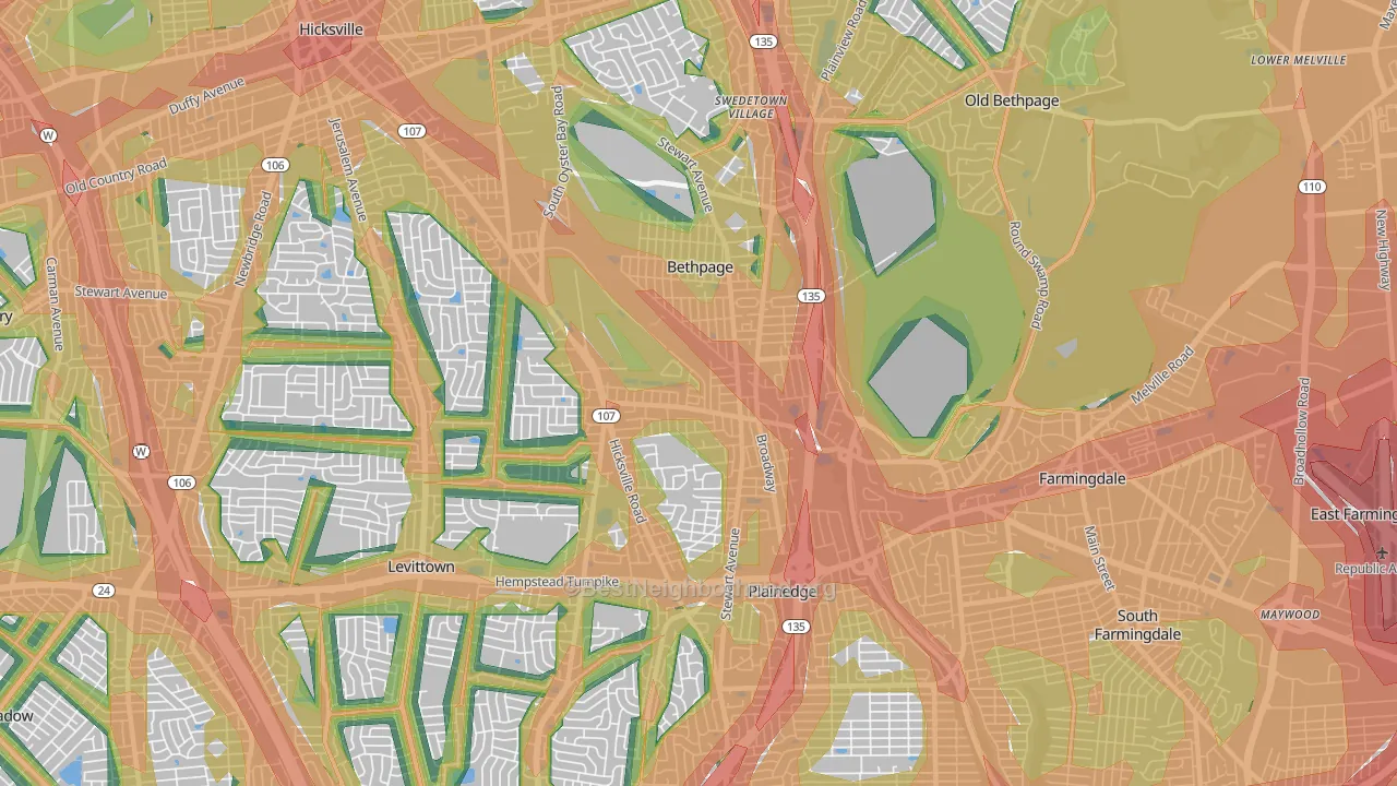 11714, NY Map of Noise Levels in 11714