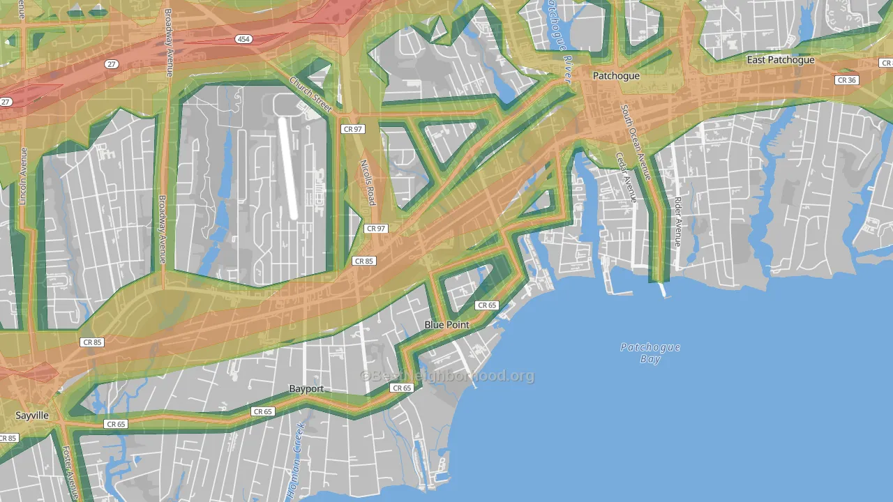 11715, NY Map of Noise Levels in 11715
