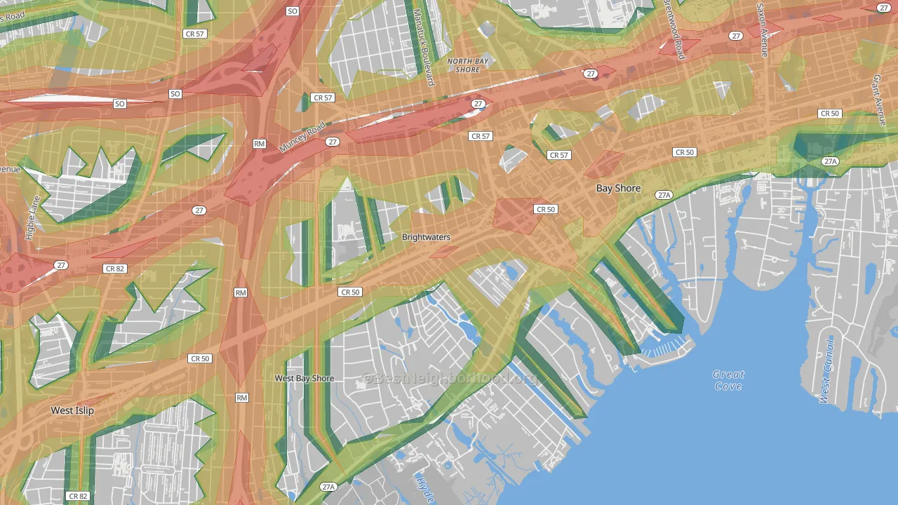 11718, NY Map of Noise Levels in 11718