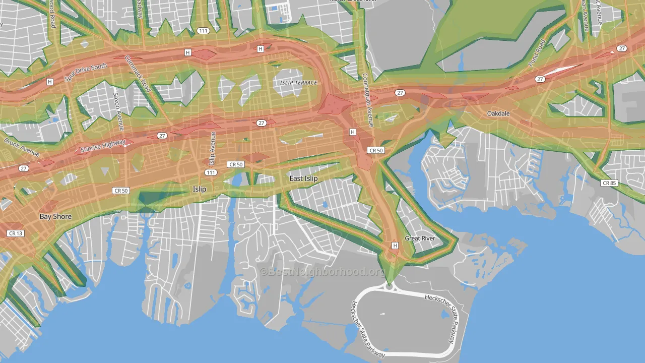 11730, NY Map of Noise Levels in 11730