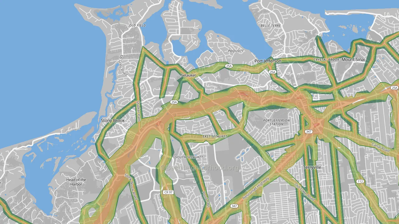 11733, NY Map of Noise Levels in 11733