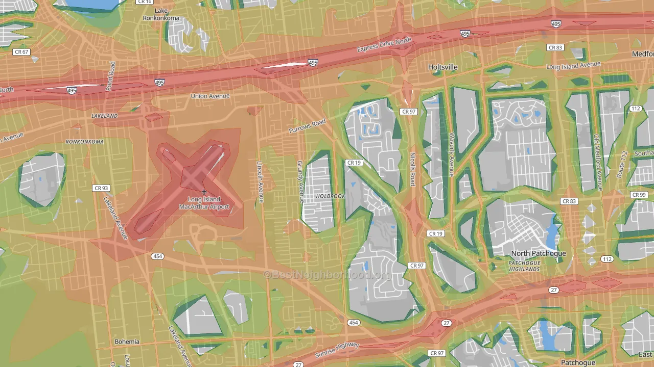 11741, NY Map of Noise Levels in 11741