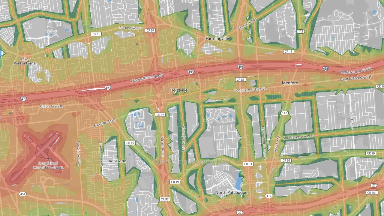 11742, NY Map of Noise Levels in 11742