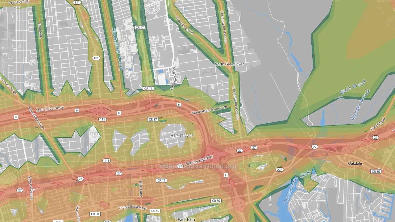 11752, NY Map of Noise Levels in 11752