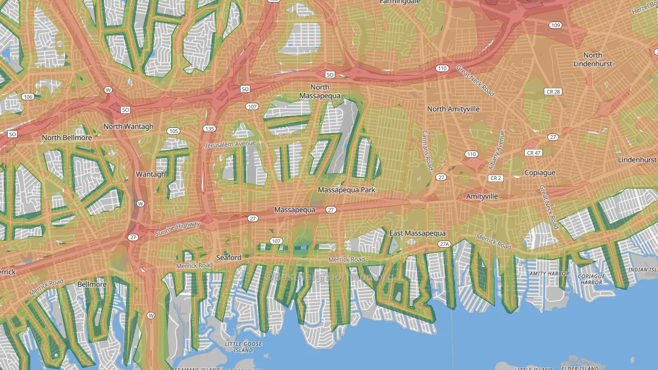 11758, NY Map of Noise Levels in 11758