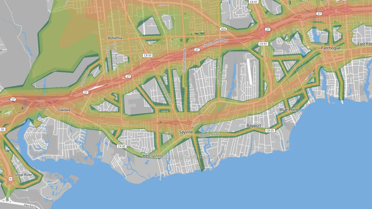 11782, NY Map of Noise Levels in 11782