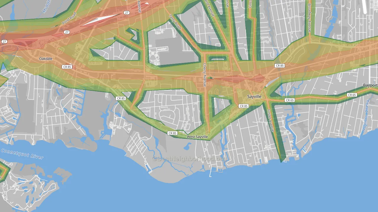 11796, NY Map of Noise Levels in 11796