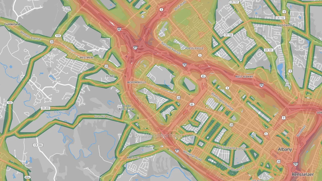 12203, NY Map of Noise Levels in 12203