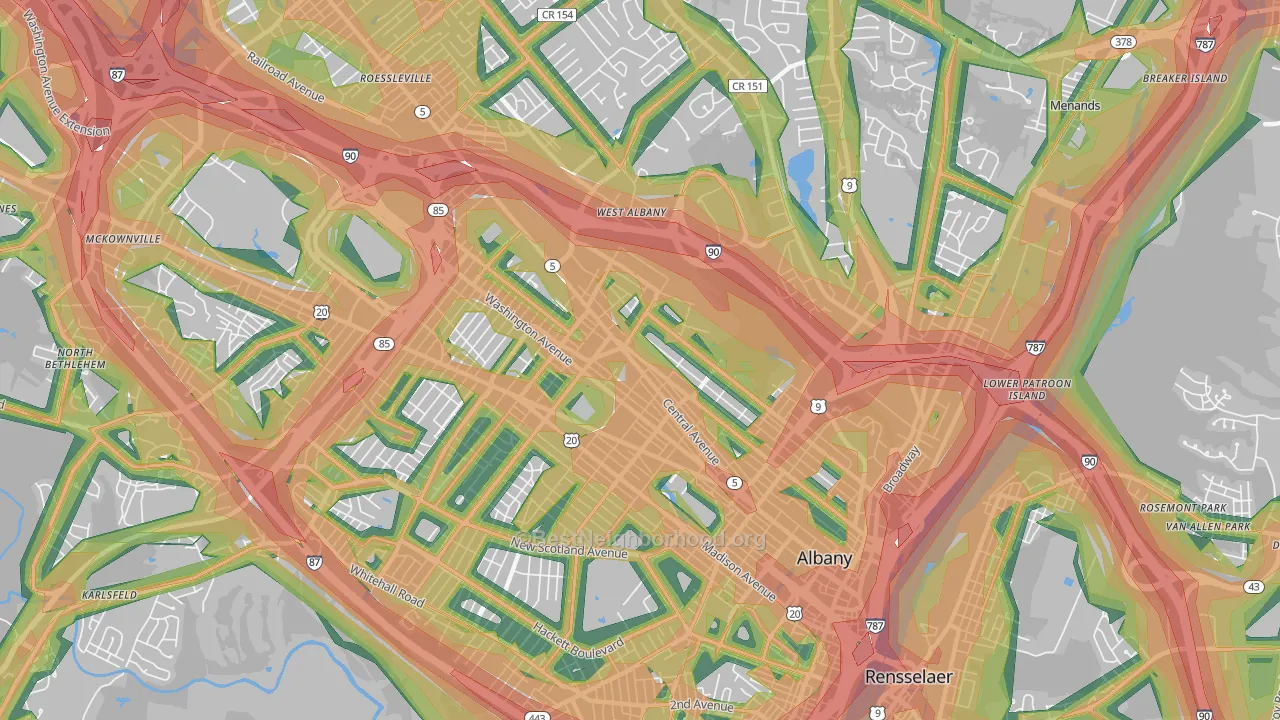 12206, NY Map of Noise Levels in 12206