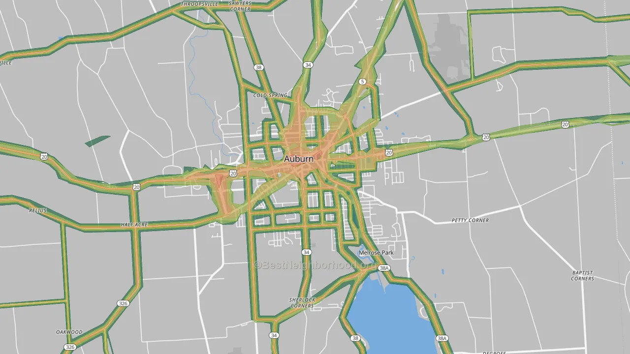 13021, NY Map of Noise Levels in 13021