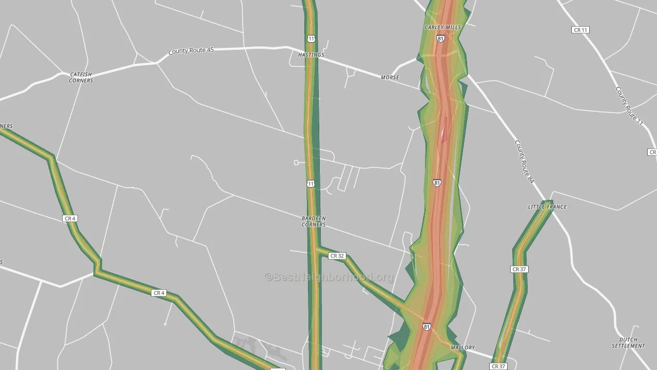 13076, NY Map of Noise Levels in 13076