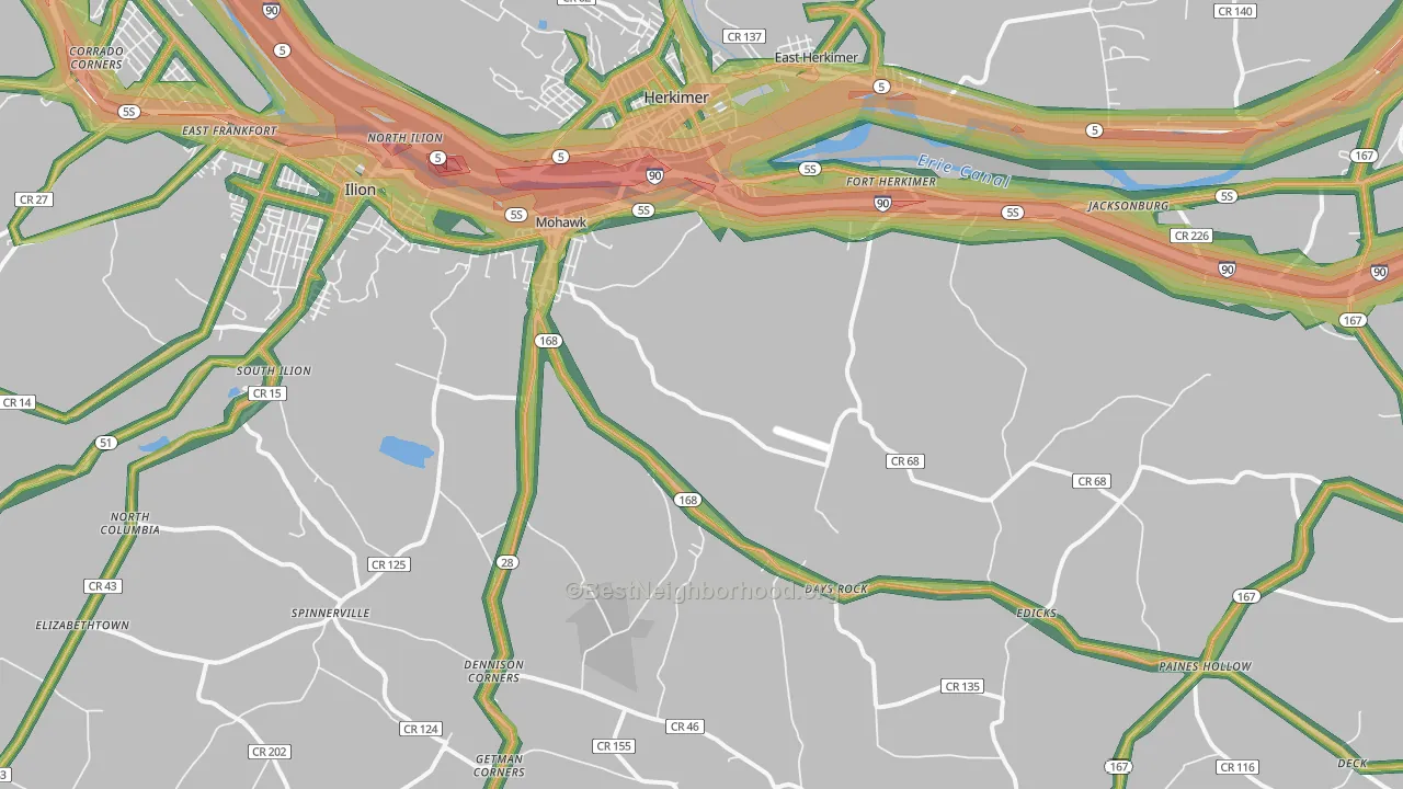 13407, NY Map of Noise Levels in 13407