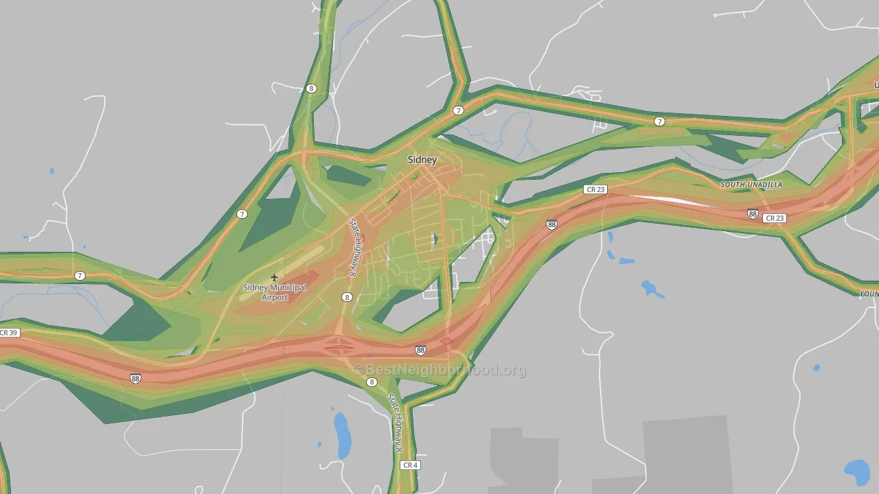 13838, NY Map of Noise Levels in 13838