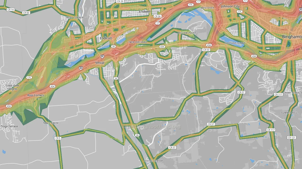13850, NY Map of Noise Levels in 13850
