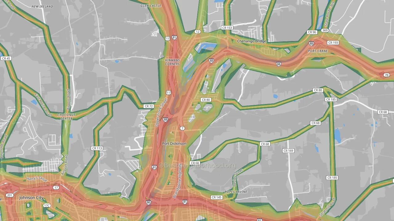 13901, NY Map of Noise Levels in 13901