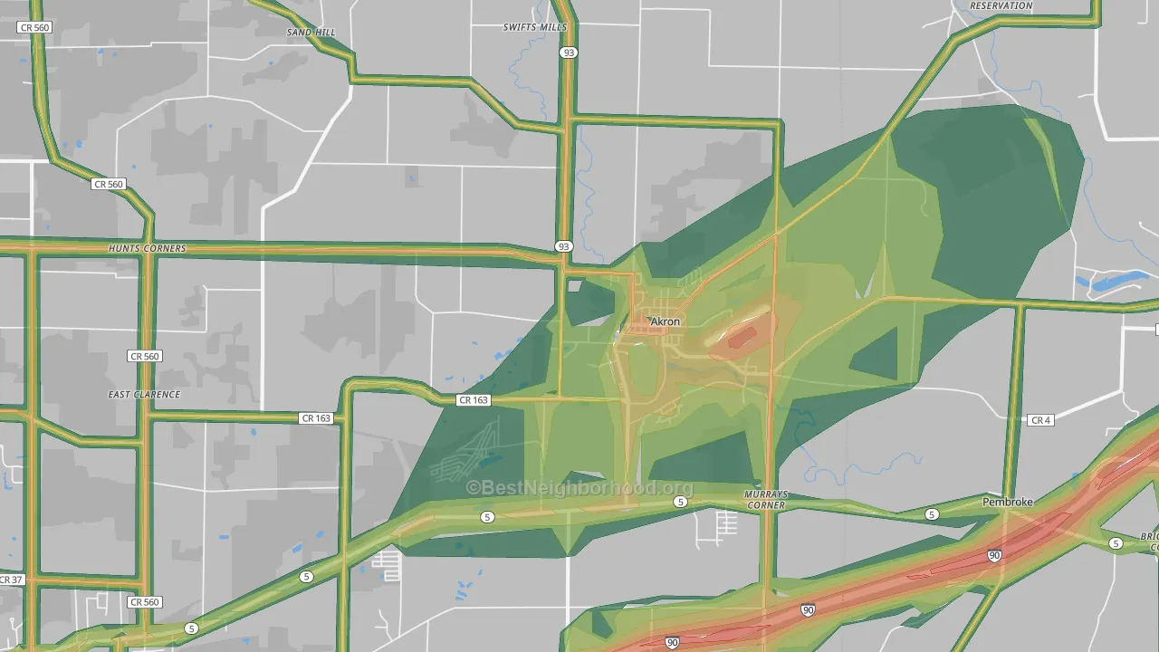 14001, NY Map of Noise Levels in 14001