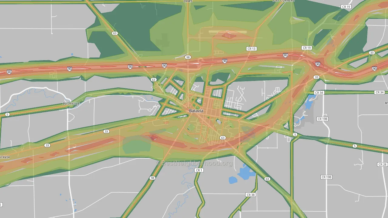 14020, NY Map of Noise Levels in 14020