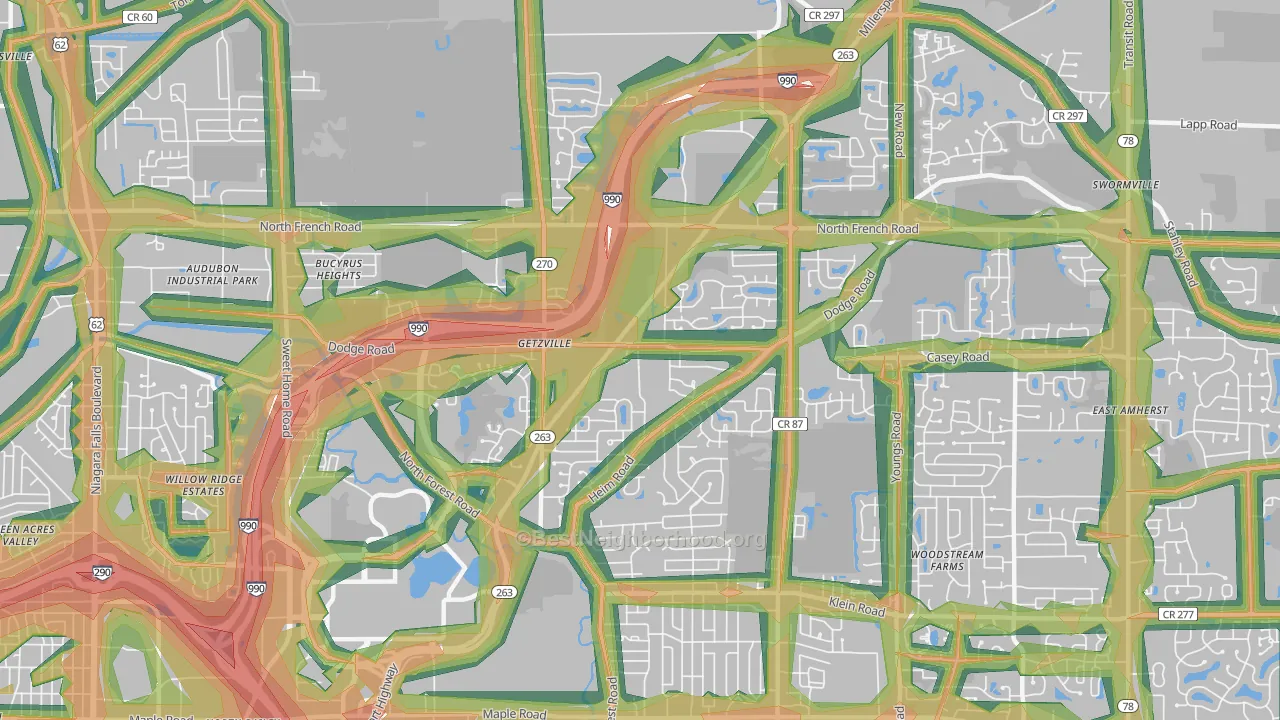 14068, NY Map of Noise Levels in 14068