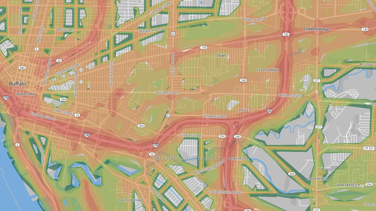14206, NY Map of Noise Levels in 14206