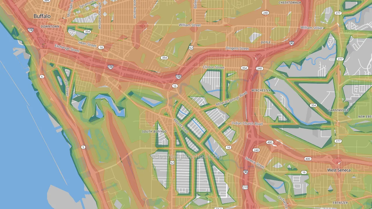 14210, NY Map of Noise Levels in 14210