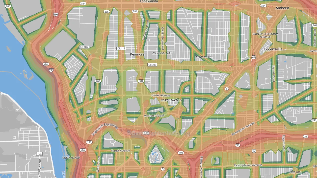 14216, NY Map of Noise Levels in 14216
