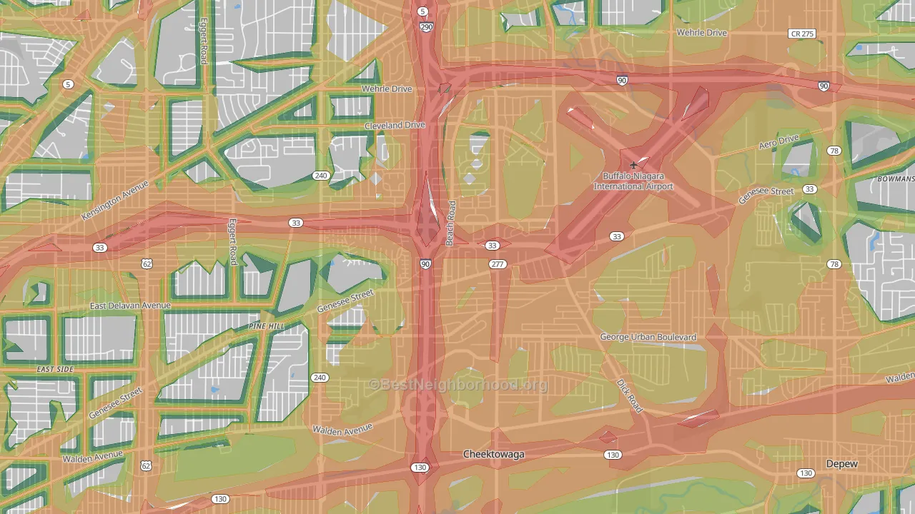 14225, NY Map of Noise Levels in 14225