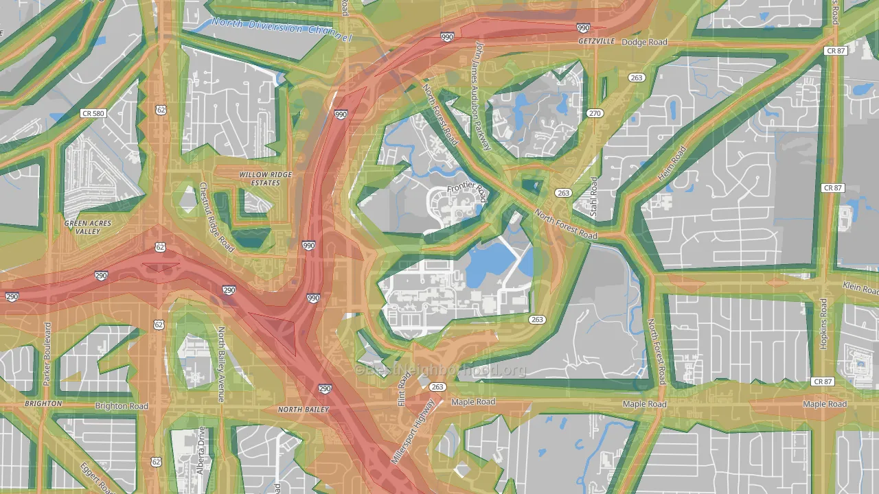 14261, NY Map of Noise Levels in 14261