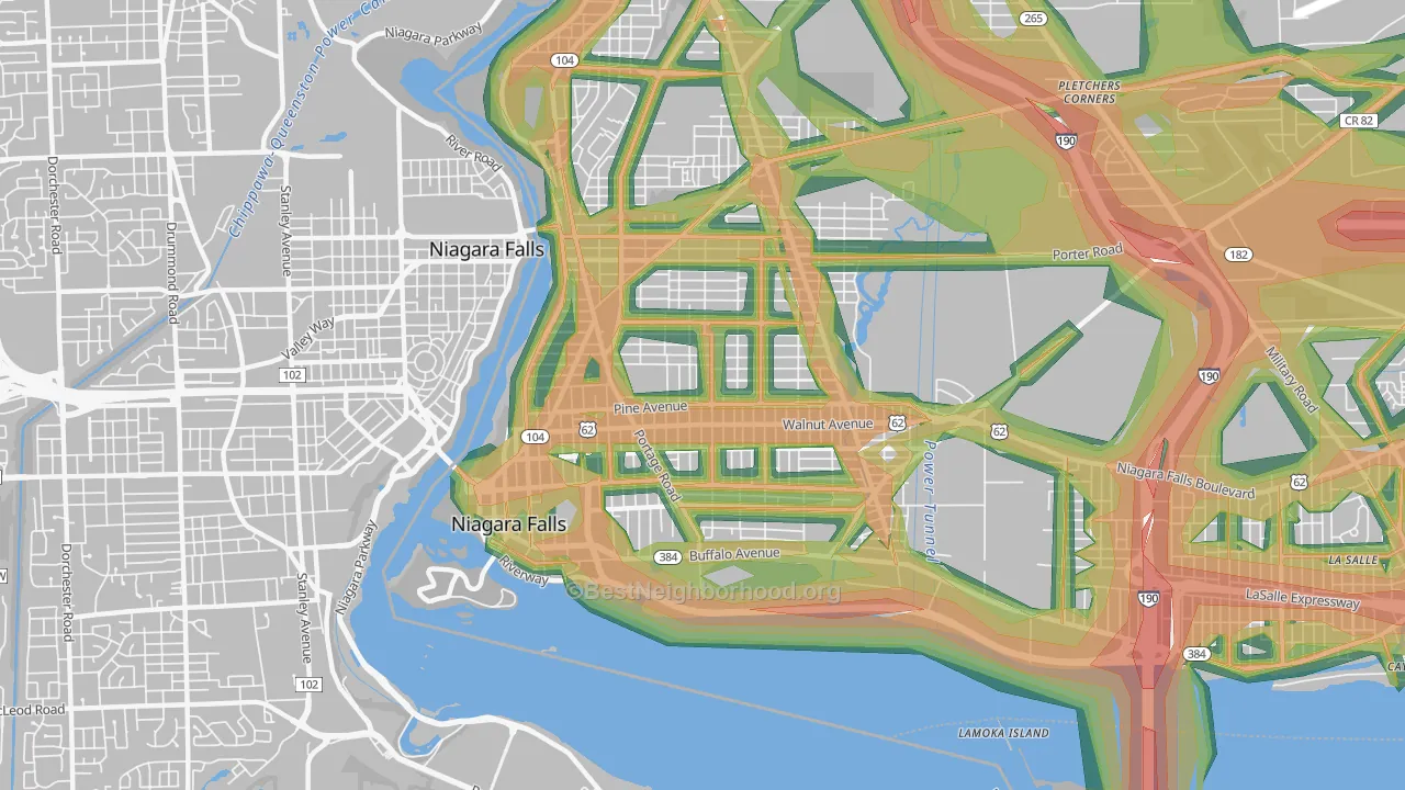 14301, NY Map of Noise Levels in 14301