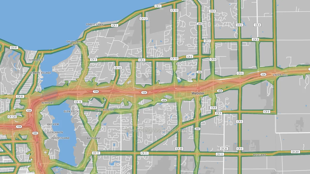 14580, NY Map of Noise Levels in 14580
