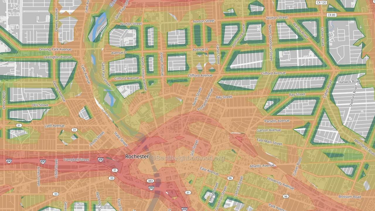 14605, NY Map of Noise Levels in 14605
