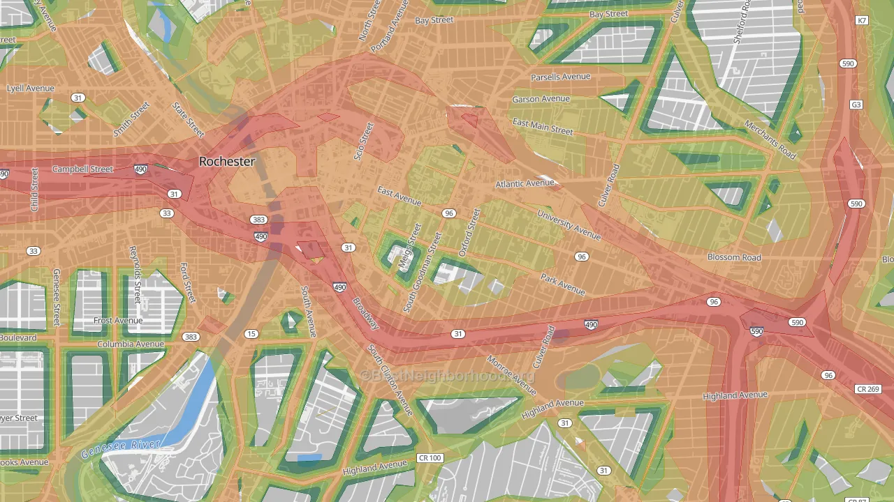 14607, NY Map of Noise Levels in 14607