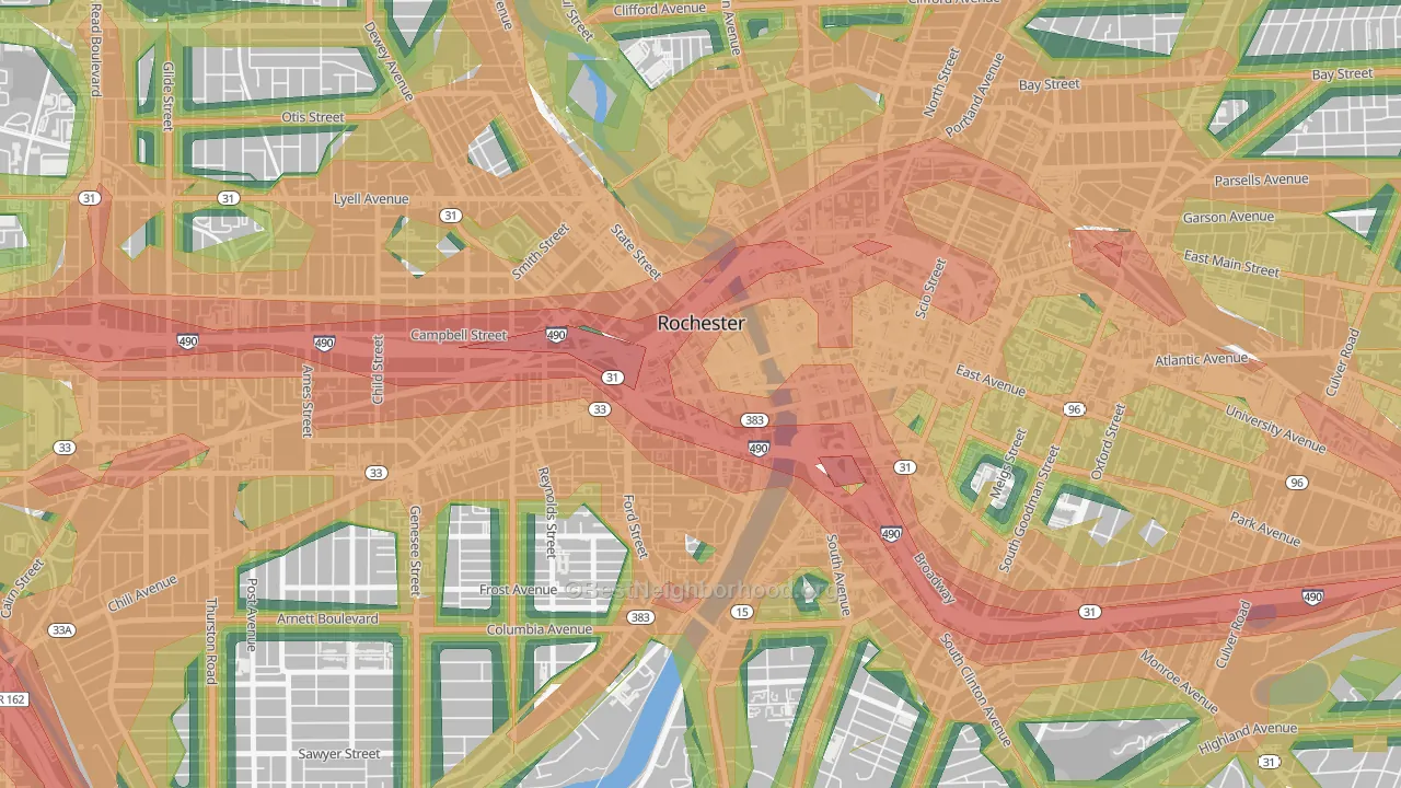14614, NY Map of Noise Levels in 14614