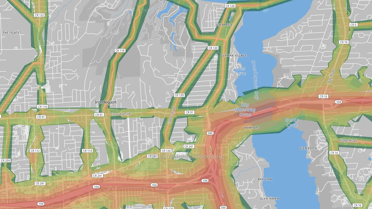 14622, NY Map of Noise Levels in 14622