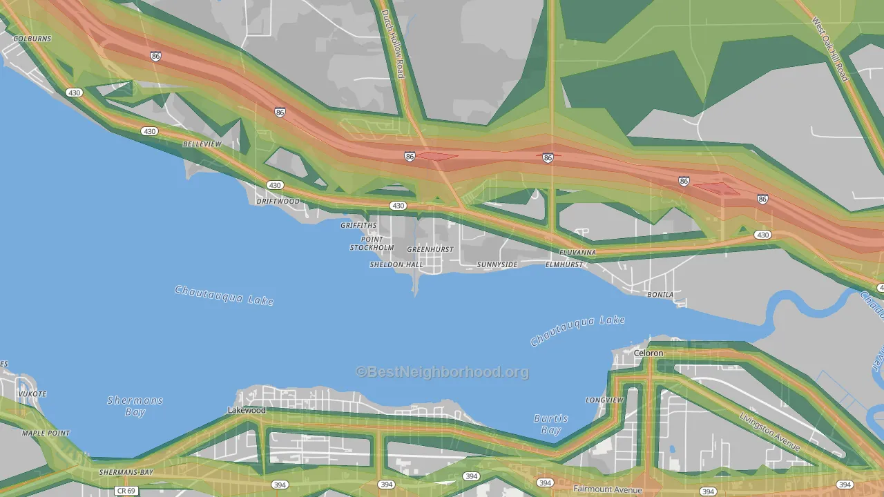 14742, NY Map of Noise Levels in 14742