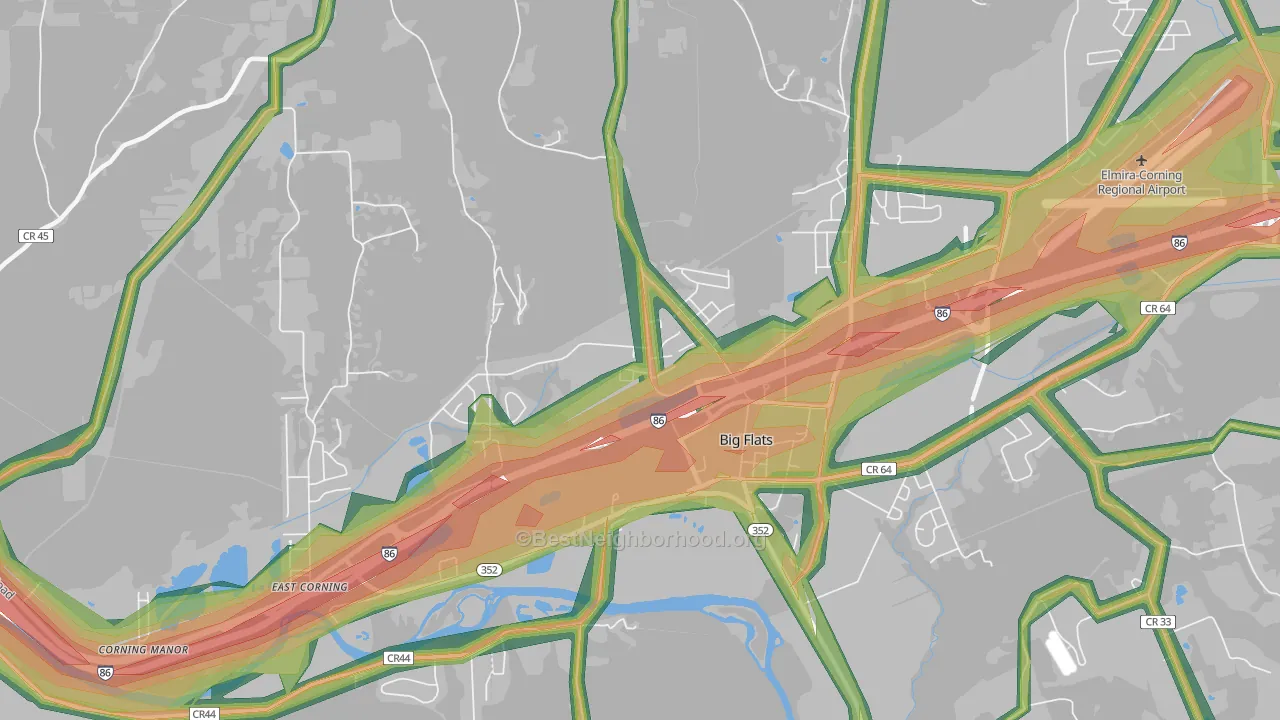 14814, NY Map of Noise Levels in 14814