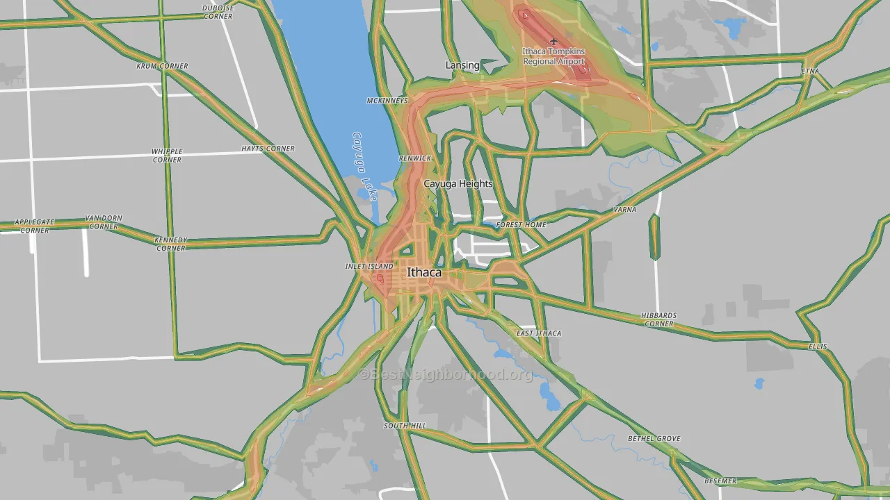 14850, NY Map of Noise Levels in 14850