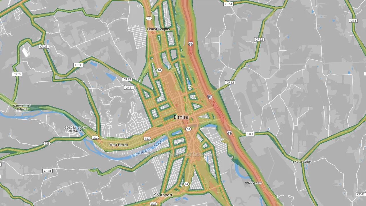 14901, NY Map of Noise Levels in 14901