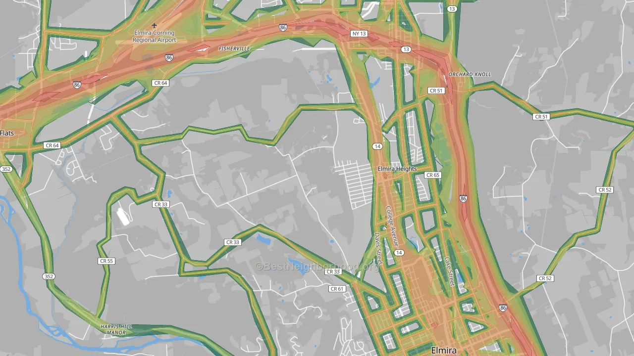 14903, NY Map of Noise Levels in 14903