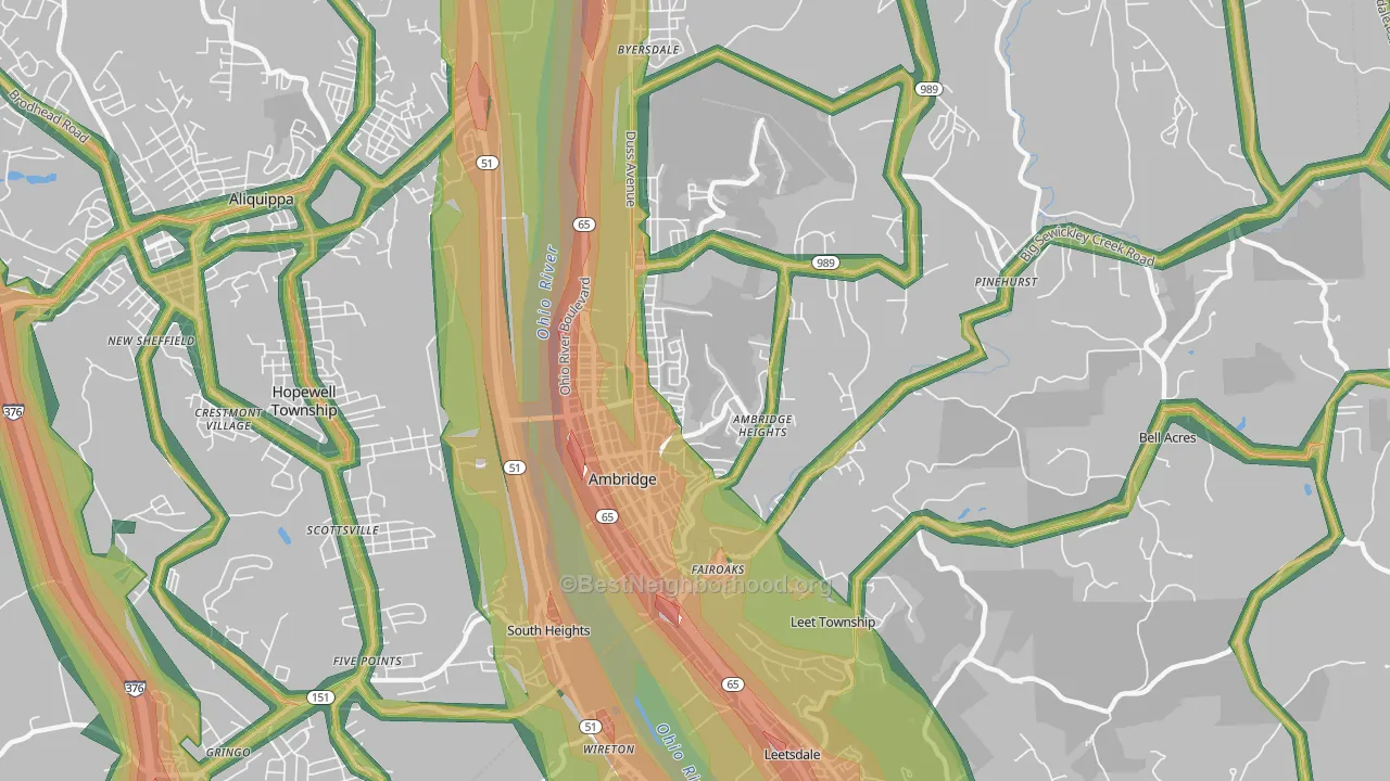15003, PA Map of Noise Levels in 15003