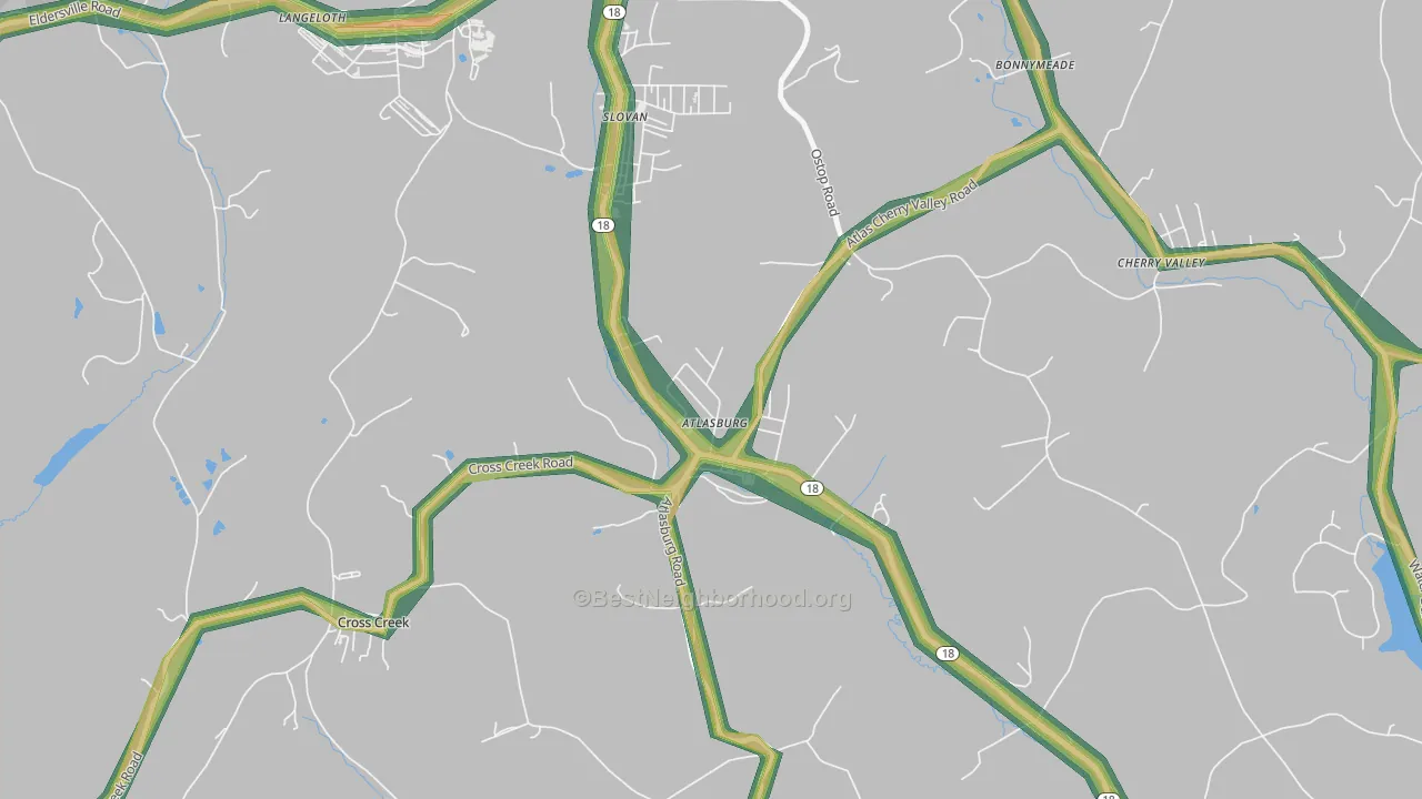 15004, PA Map of Noise Levels in 15004