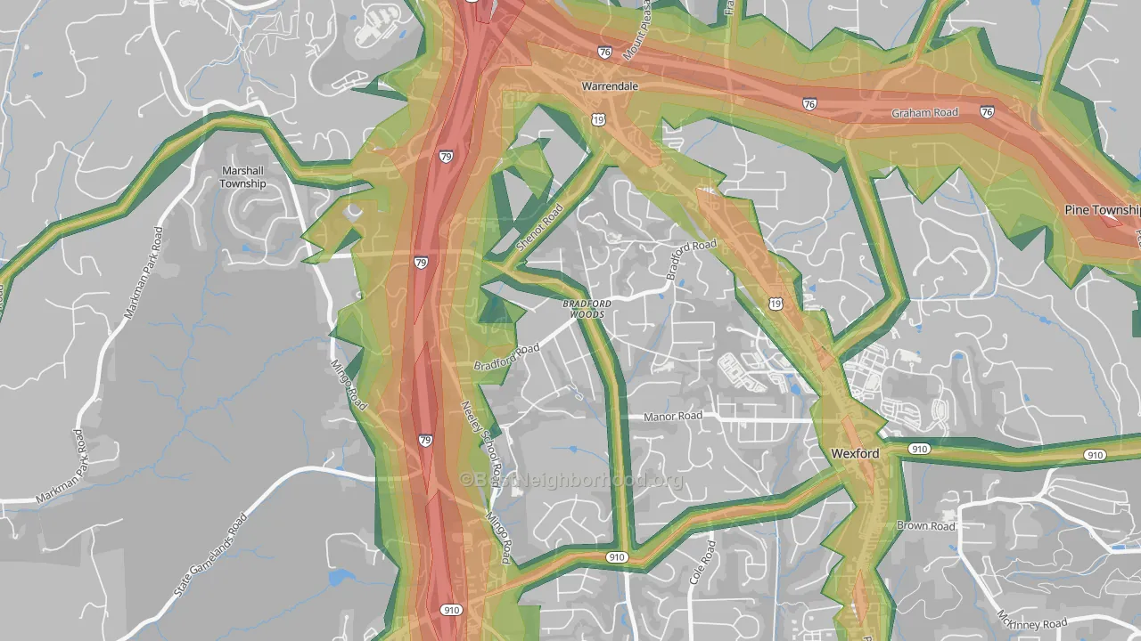 15015, PA Map of Noise Levels in 15015