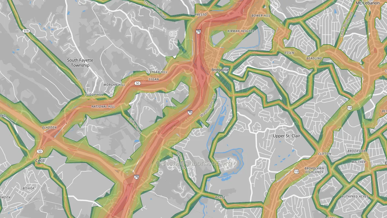 15017, PA Map of Noise Levels in 15017