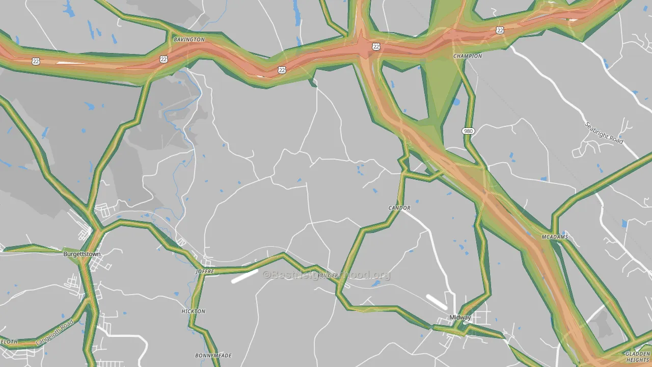 15019, PA Map of Noise Levels in 15019
