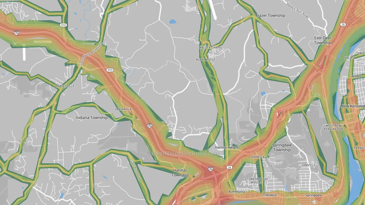 15024, PA Map of Noise Levels in 15024