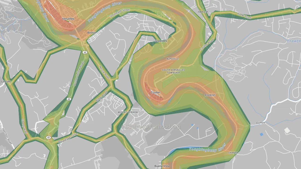 15028, PA Map of Noise Levels in 15028