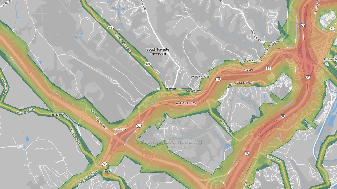 15031, PA Map of Noise Levels in 15031